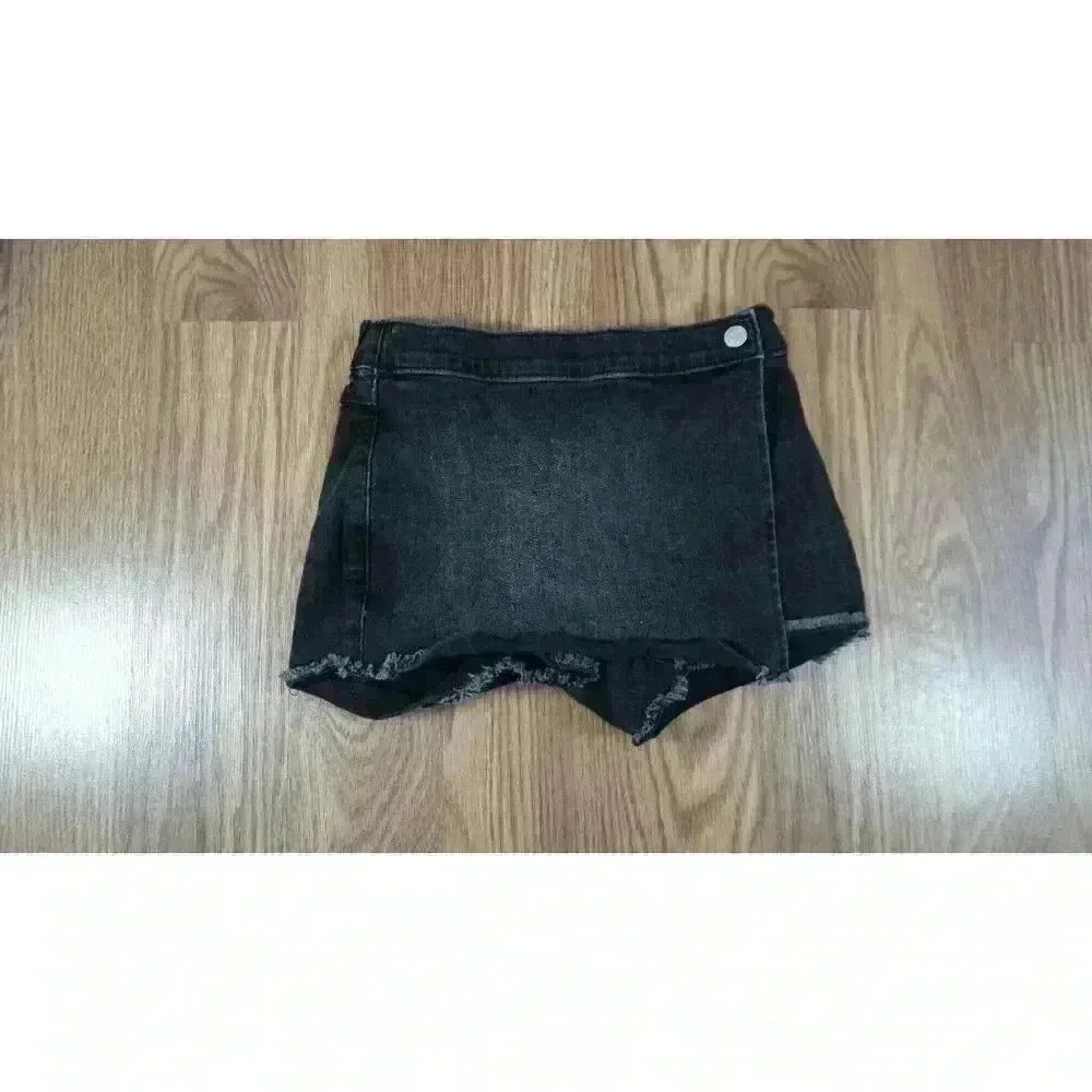 Abercrombie Kids Girls Black Denim Wrap-Front Skort, Size 7/8 - Picture 2 of 11